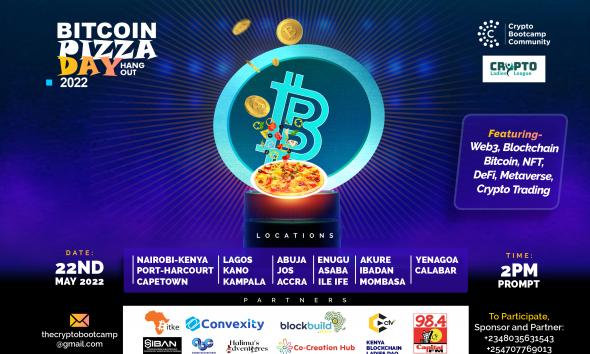 Crypto Bootcamp Community in Collaboration with Major Crypto Partners Celebrates Bitcoin Pizza Day Across 20 Cities in Africa. 