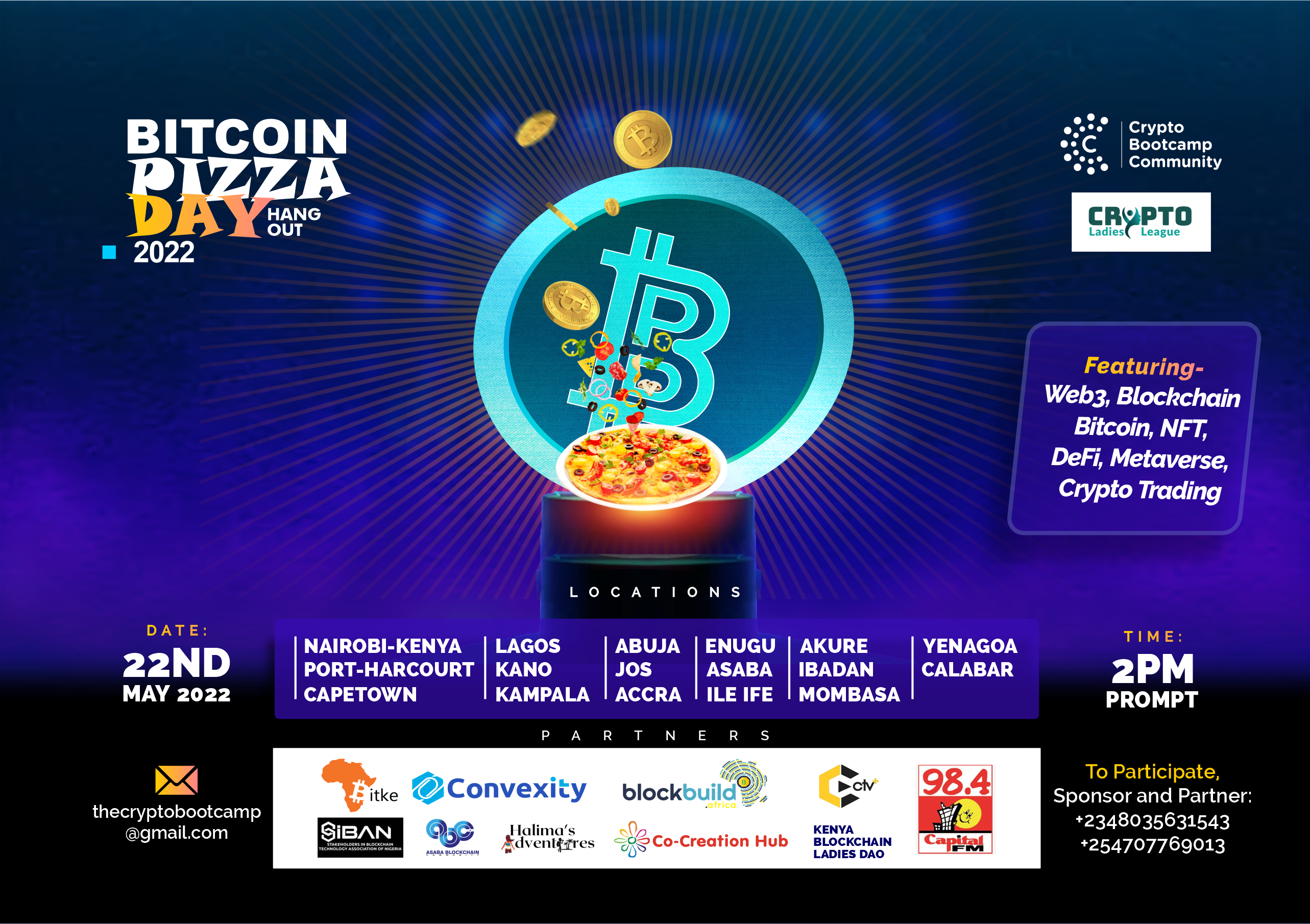 Crypto Bootcamp Community in Collaboration with Major Crypto Partners Celebrates Bitcoin Pizza Day Across 20 Cities in Africa. 
